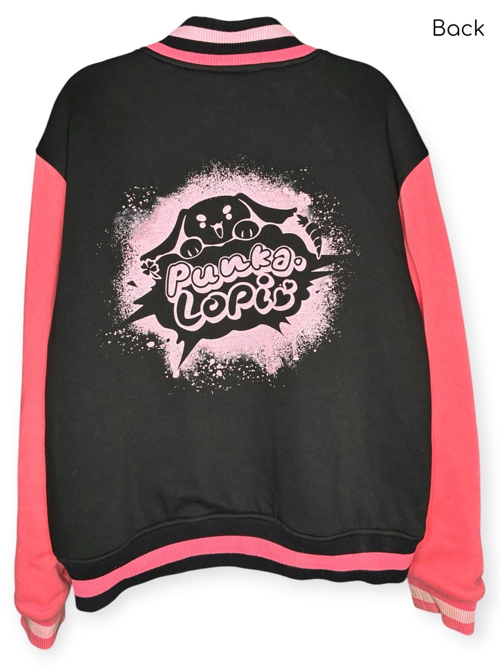PUNKALOPI 2X Mugi Mart Creator Merch Bomber Jacket Rabbit “Class of Chaos” Pink - Picture 2 of 10